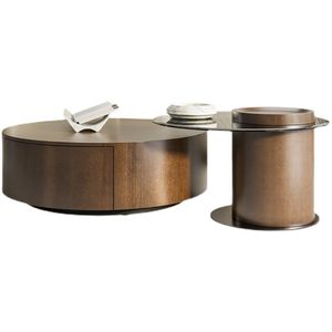 Ensemble de table basse ronde en verre moderne de luxe Mobilier de maison multifonction unique avec tiroirs pour le salon - Product Image 6