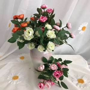 11 têtes de haute qualité rouge blanc rose à court terme Rose fleur artificielle <span class=keywords><strong>buisson</strong></span> à vendre fleurs à tige unique <span class=keywords><strong>pas</strong></span> <span class=keywords><strong>cher</strong></span> fête de noël - Product Image 1