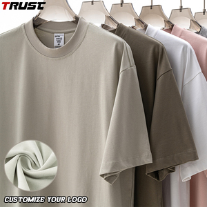 Produttore 255 personalizzato GSM 100% cotone di alta qualità oversize Streetwear Plus Size t-shirt da uomo per stampa a sbuffo a maglia stile <span class=keywords><strong>C</strong></span> - Product Image 1
