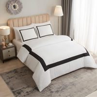 Parure de Lit Trois Pièces Motif Lignes Noires Impression Numérique 3D Microfibre Hôtellerie Vente en Gros