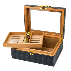 Caja Humidificadora Clásica <span class=keywords><strong>de</strong></span> Madera Esmerilada con Cerradura, Precio Bajo al por Mayor, Caja Portátil para Exhibición <span class=keywords><strong>de</strong></span> Cigarros - Product Image 2