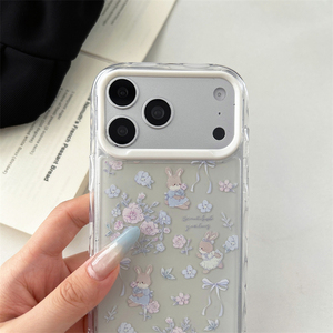 Funda transparente 2 en 1 de TPU con diseño de conejo y lazo de dibujos animados para iPhone 17 16 15 Pro Max, con impresión personalizada en la cubierta trasera - Product Image 4