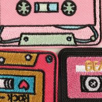 Patchs créatifs en feutre non tissé, motif cassette audio, thermocollants, pour broderie et scrapbooking, pour vêtements et vestes