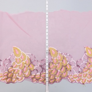 Tela <span class=keywords><strong>de</strong></span> encaje bordada con hilo en forma <span class=keywords><strong>de</strong></span> cola <span class=keywords><strong>de</strong></span> pavo real y fénix para vestido, ribete <span class=keywords><strong>de</strong></span> encaje con lentejuelas <span class=keywords><strong>de</strong></span> 20 cm <span class=keywords><strong>de</strong></span> ancho en stock - Product Image 3