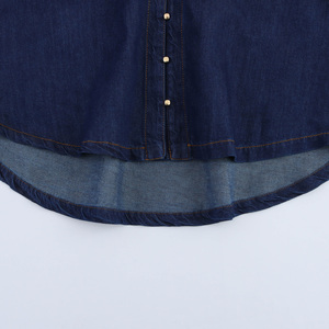 Yuhong <strong>Turn</strong> Down Collar Buttons <strong>Up</strong> Long Sleeve Denim Blue Color Casual Fashion <strong>Jeans</strong> Tops Blouse For <strong>Women</strong> - Product Image 4