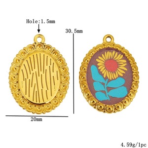 Colgantes de Flores de Acero Inoxidable, Forma de Lágrima, Estilo Pintura al Óleo, Accesorios de Joyería DIY Unisex - Product Image 2