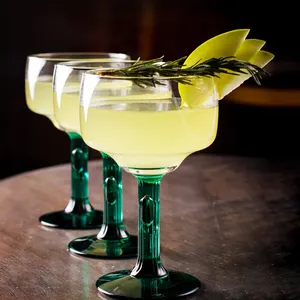 Copas de cristal de Cactus y Margarita para fiesta, Copas de cristal verde con borde de Saguaro, venta al por mayor