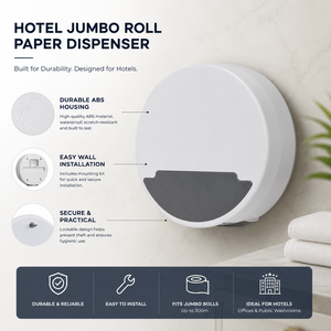 Distributeur de papier mural blanc pour rouleaux <span class=keywords><strong>jumbo</strong></span> – Fournitures hôtelières pour toilettes et salles de bain - Product Image 4
