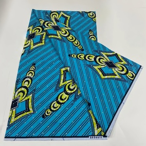 Nouveau tissu en coton véritable ciré imprimé Ankara, 6 yards, pour la confection de robes africaines, pagnes, 100% coton, matériau de qualité supérieure pour robes - Product Image 3