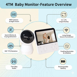 Moniteur Bébé OEM/ODM 5MP avec Écran 5,5 Pouces, Affichage de la Température, Vision Nocturne et Audio Bidirectionnel pour Bébé (Vigilabebes) - Product Image 3