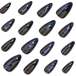 24 Uñas Postizas Brillantes con Efecto Ojo de Gato, Uñas Decorativas Negras, Productos para <span class=keywords><strong>Manicura</strong></span>, Arte de Uñas, Cobertura Completa, Reutilizables y Removibles - Product Image 3