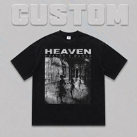 Camiseta vintage de 300g con lavado pesado, estilo americano, textura desgastada y estampado personalizado, de marca a la moda.