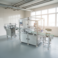 Ligne de production automatique de remplissage et de bouchage à vis pour sérum contour des yeux, avec 2 buses de massage, bouchon extérieur et capuchon intérieur
