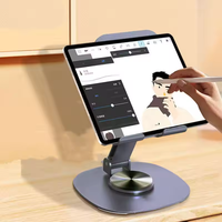 Support de téléphone portable et tablette pliable en alliage d'aluminium flexible avec rotation à 360 degrés, hauteur réglable, support de bureau