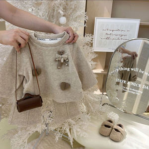 Autunno inverno nuovo Set di <span class=keywords><strong>pile</strong></span> per <span class=keywords><strong>bambina</strong></span> felpa stile coreano <span class=keywords><strong>pantaloni</strong></span> larghi due pezzi Set abbigliamento per bambini - Product Image 6
