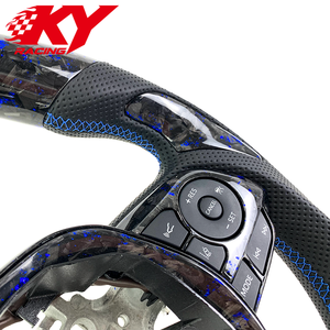 Volante Deportivo Personalizado de Fibra de Carbono Forjada Azul con Cuero, Estilo Racing, Compatible con Toyota Corolla Camry 2018-2025 - Product Image 3