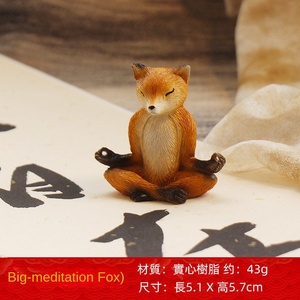 Cachorro gato estilo japonés escritorio decoración sala de estar zorro resina ecológica hecha a mano Animal estatuilla - Product Image 6