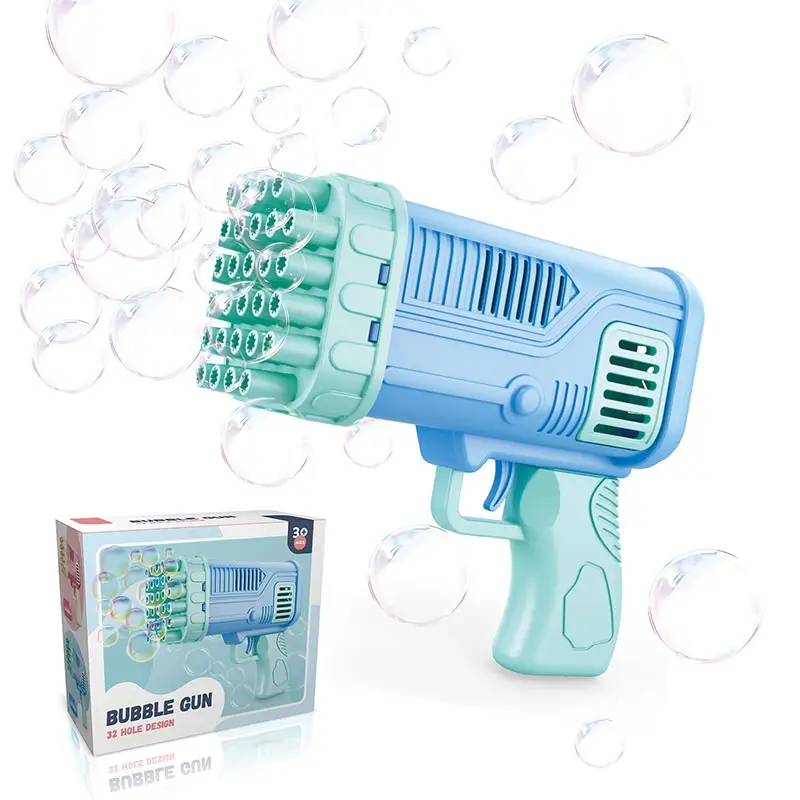 32 Holes Rocket Bazooka Bubble Machine Soap Bubbles Wedding Electric Bubble Gun Toys For Adults Children Outdoor Playing