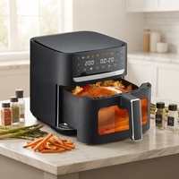 Nouvelle friteuse à air mat 5L 1200W avec écran tactile LED, 8 programmes prédéfinis, tube chauffant 304, 80-200 ℃   Friteuse à air ETL CE CB