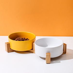 Köpek Kedi Maması ve Su Kabı Seti, Ahşap Standlı Seramik Evcil Hayvan Kabı Seti - Product Image 4