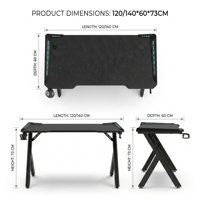 Modern R-Shape Gaming Desk With Carbon Fiber Surface Headphone Hook And Cup Holder Black Metal Frame For Work From Home