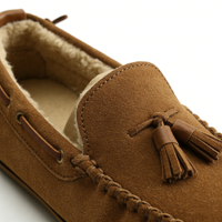 Mocassins d'hiver pour femmes en fausse fourrure marron avec doublure en peluche, semelle EVA thermique antidérapante, vente en gros OEM/ODM