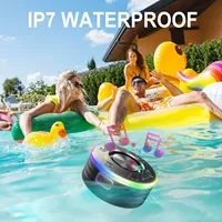 IPX7 étanche pour haut-parleurs de douche sans fil Bluetooth avec lumières LED RVB Microphone intégré Radio FM et support à ventouse