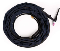 Penutup kabel obor las TIG, lengan kabel kulit tahan api dengan ritsleting