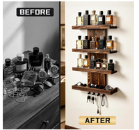 Rak Penyimpanan Parfum Dinding untuk Pria, Organizer Cologne Custom, Rak Display Kayu 4 Tingkat, Stand Makeup untuk Kamar Mandi dan Kamar Tidur