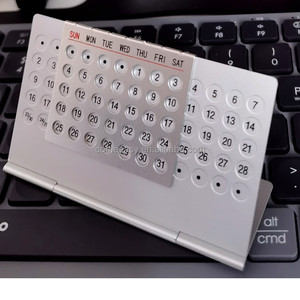 2024 mini calendario da scrivania perpetuo in alluminio <span class=keywords><strong>365</strong></span> giorno di colore argento inglese - Product Image 1
