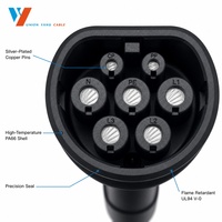 Câble de chargeur EV de type 2 IEC 62196-2 en gros, 16A 11kW triphasé, ignifuge, fil TPU noir pour recharge domestique EVSE