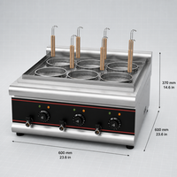 Cuiseur à nouilles de table en acier inoxydable robuste à 6 paniers, 6 kW, chaudière à pâtes à induction de qualité industrielle pour la restauration hôtelière