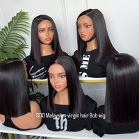 Großhandel: Doppelt gezogene, knochenglatte Echthaar-Lace-Front-Perücken aus vietnamesischem Virgin-Haar für kleberlose Lace-Basis-Perücken in Natur-Schwarz (Bob-Perücke)