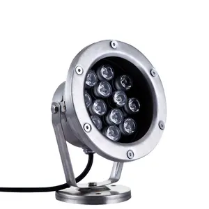 IP68 Stainless Steel 12W RGB Remote Control Color Changing Swimming Pool Pond LED Underwater Light