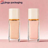Flacon en verre plat haut de gamme de 30 ml, flacon pompe pour fond de teint liquide, bouchon de flacon, estampage à chaud, matériaux d'emballage cosmétique
