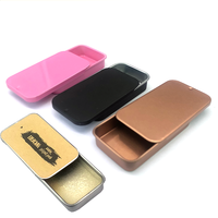 Vente en gros en stock 60*34*11mm petit cosmétique rectangulaire cadeau bijoux stockage étain Mini couvercle coulissant étain cas pour baume à lèvres