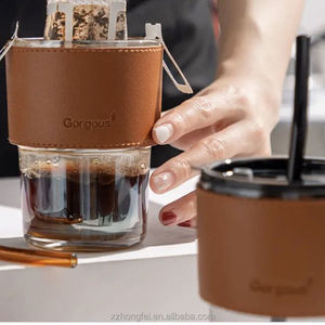 Tùy chỉnh <span class=keywords><strong>450ml</strong></span> du lịch da trà Mug 17Oz Glass đôi tường rõ ràng Glass Coffee Mug với nắp nhựa sinh viên Đảng nước cách sử dụng - Product Image 3