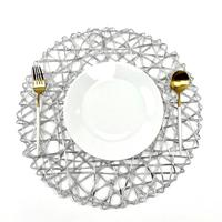 Livraison rapide luxe Style moderne crochet à la main argent étincelle décor de Table napperon classique papier matériel