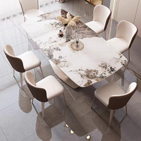 Table à manger de haute qualité et 6 chaises ensemble de salle à manger rectangle italien de luxe Table en marbre avec base en acier inoxydable