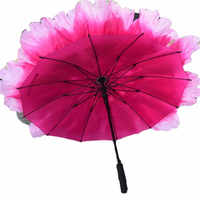 Dimanche Danse Semi-Automatique Chinois Fleur Parapluies Multicouche Pivoine Performance Soie Tissu pour Mariage et Fête