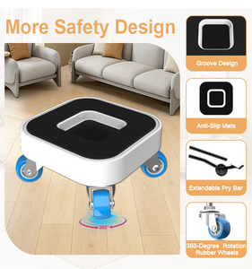 Kit de déplacement d'appareils électroménagers : chariots circulaires avec roue centrale pour un glissement fluide et un déplacement facile des meubles sur les sols durs - Product Image 6