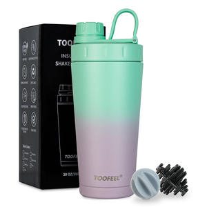 Botella Mezcladora Aislada de Acero Inoxidable de 600 ml con Logotipo Personalizado, Botella Deportiva para Gimnasio, Bebida Directa, Proteína de Suero, Libre de BPA, Ecológica - Product Image 1