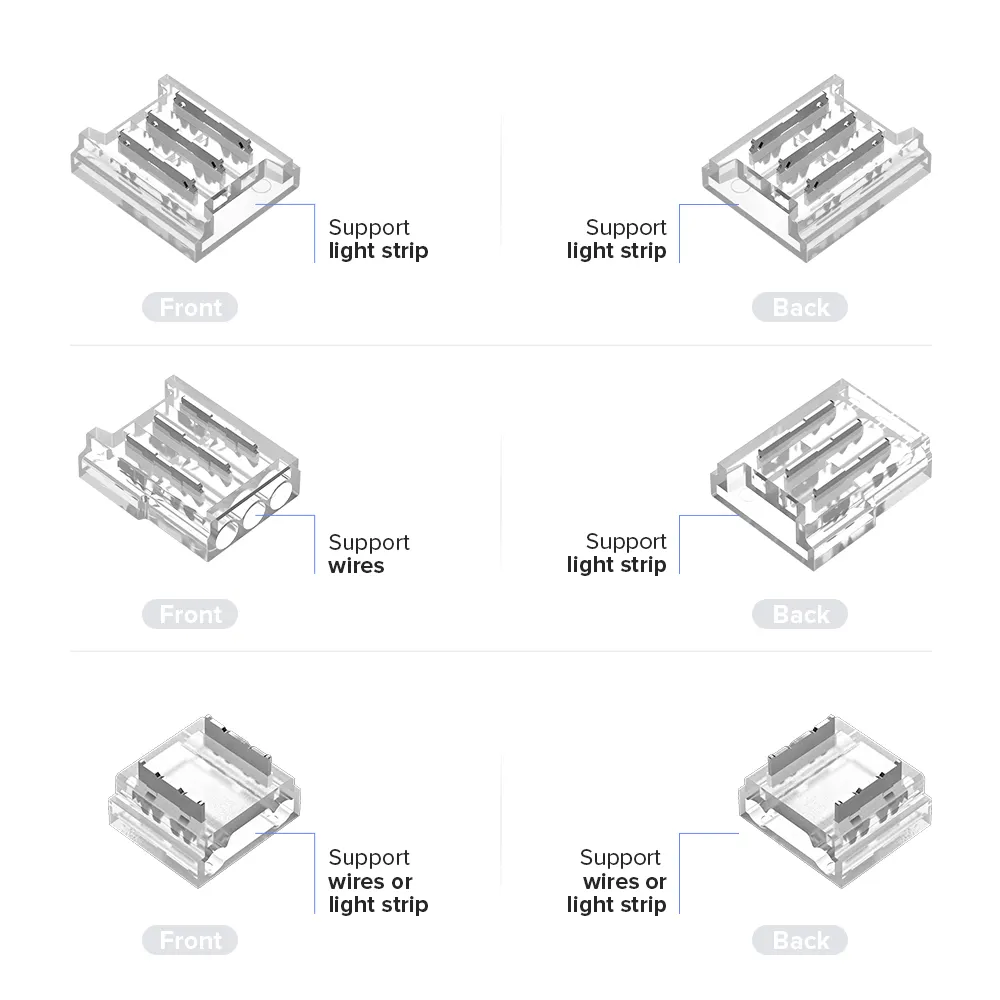 Transparent Solderless Cover Connector for FCOB DIM CCT RGB WS2812B WS2811 WS2815 5050 RGBW RGBCCT SMD LED Strip