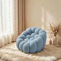 Fauteuil de salon moderne en tissu bleu, design italien, compressé sous vide, haute densité, pour salle à manger, maison ou bureau