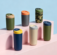 Tasses à café isothermes pour le camping et les voyages en plein air, gobelets à café en acier inoxydable à double paroi avec bouchon rabattable, sans fuite