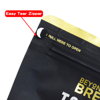 Sachet de café personnalisé à fond plat 200g avec bande déchirable, sachet individuel 20g pour mélange de collagène, noir mat imprimé OEM