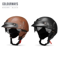 Casque vintage, coque ABS, type demi-casque rétro avec lunettes optionnelles pour moto Harley, scooter, protection de la tête pour adulte