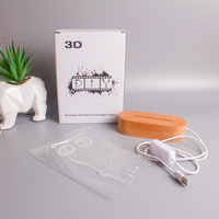 Lampe LED à illusion 3D visuelle créative, base en bois massif personnalisée, alimentation USB, lumière d'ambiance nocturne, lampe de décoration intérieure