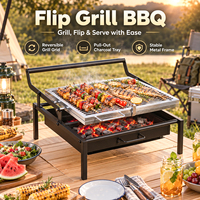 Barbecue portable moderne en acier inoxydable avec grille rotative et hauteur réglable, pour camping en extérieur et grillades à domicile