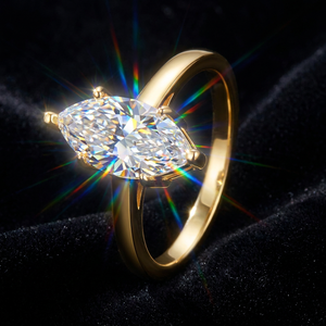 NORELLE Luxuriöser 925 Sterling Silber Pferdeaugen-Moissanit-<span class=keywords><strong>Ring</strong></span> für Damen Edle Schmuckstücke für Verlobung Besondere Anlässe Bague Femme - Product Image 1